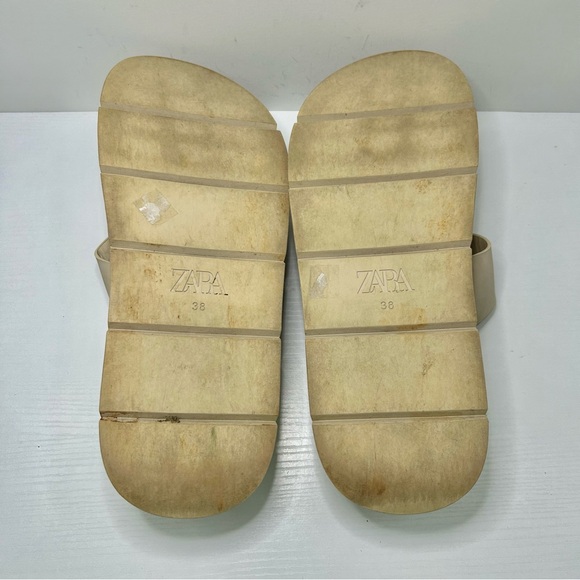 Zara Cream Chunky Platform Y2K 90’s Slide Sandals Sz 38 EU - Picture 8 of 12